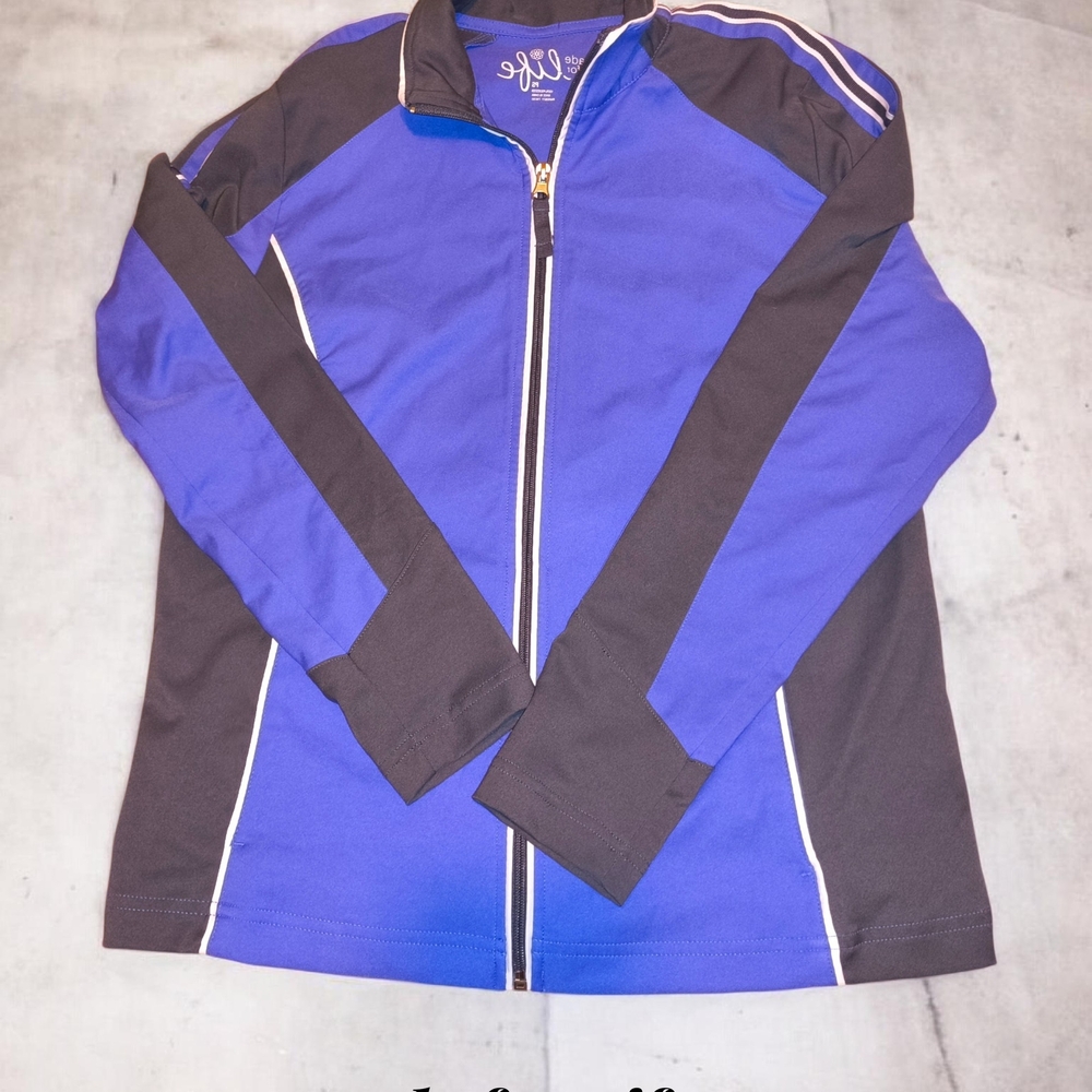 Blue and Black Zip-Up Athletic Jacket